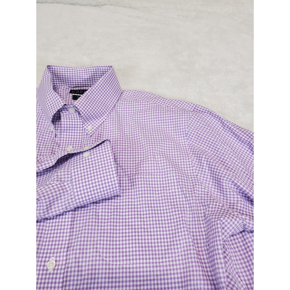 Lauren Ralph Lauren Purple White Plaid Classic Non Iron Dress Shirt 16.5 Office